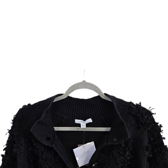 NWT J. Jill Textured Fringe Cardigan Button Front Black Fluffy Cozy 3X - Picture 4 of 13